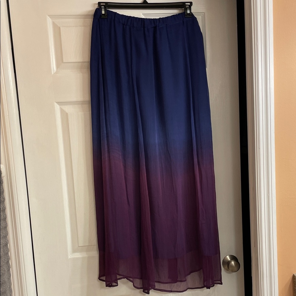 Maxi Skirt - Navy and Plum gradient- fully lined.  42 “ long.  Elastic waistband